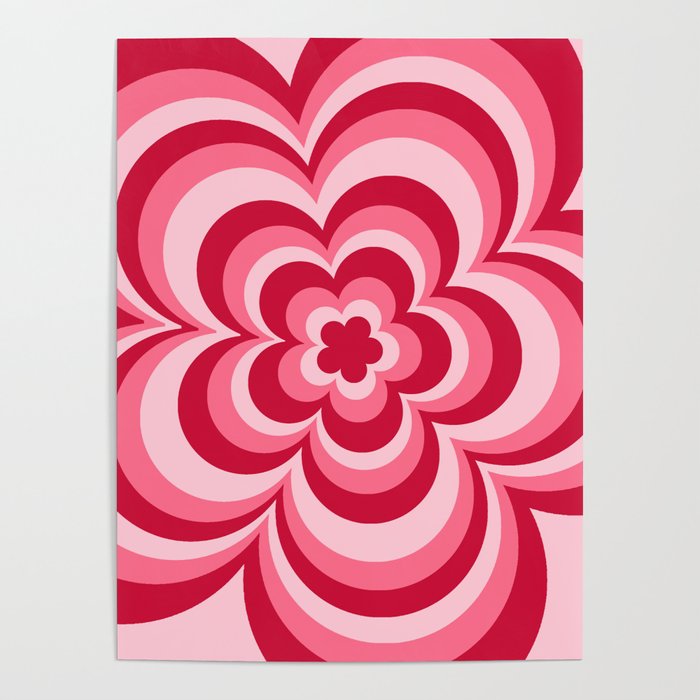 Rosey Red Groovy Flower Poster