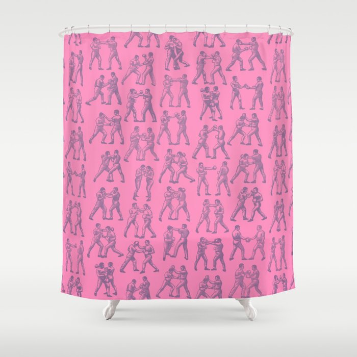 Round One Bubblegum Pink Vintage Boxers Shower Curtain By Round One Bubblegum Pink Vintage Boxers Shower Curtain