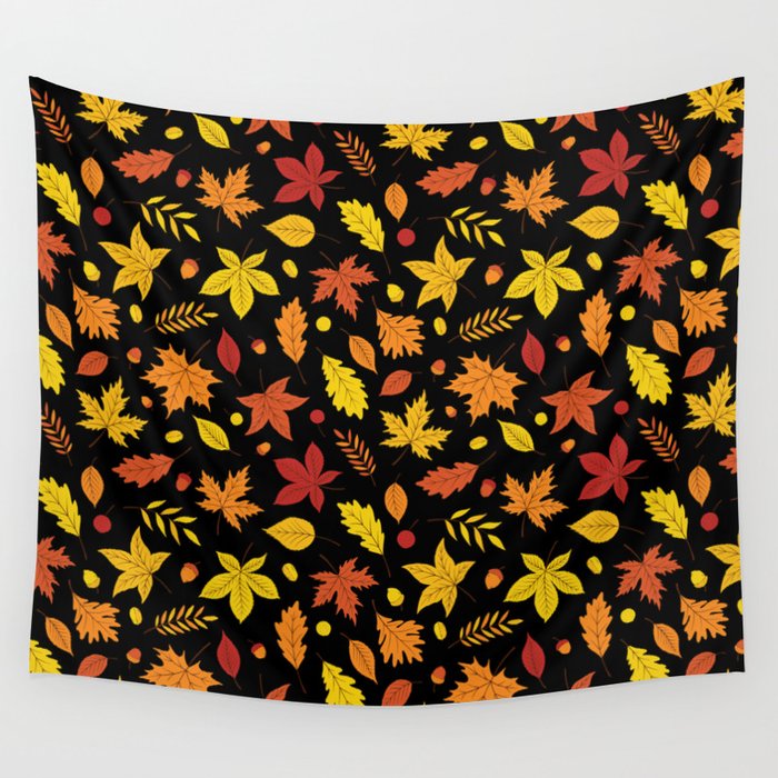 Autumn Leaves Pattern. Digital illustration background. Wall Tapestry