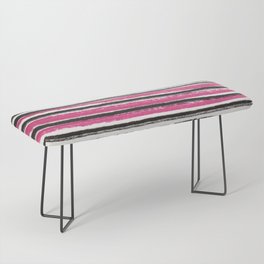 Horizontal pink and black striped pattern - handpainted Bench