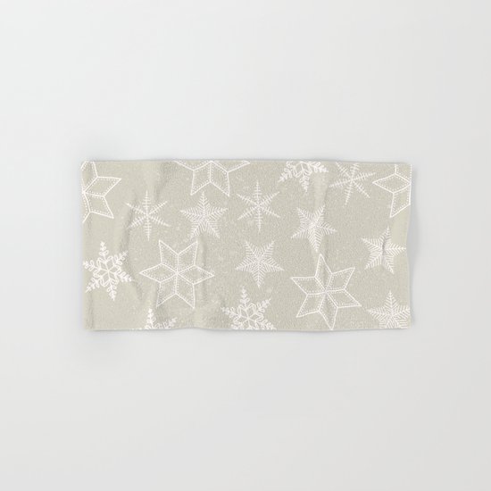 Snowflakes on beige background Hand & Bath Towel