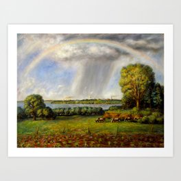 Rainbow, Spring Harvest, and Rain over Madison landscape painting by John Steuart Curry Art Print