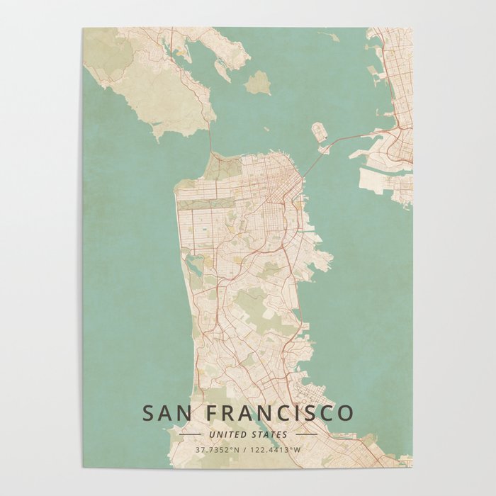 San Francisco, United States - Vintage Map Poster