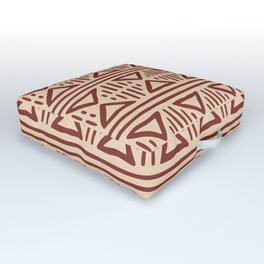Mudcloth Pattern 335 Red Ochre and Beige Outdoor Floor Cushion