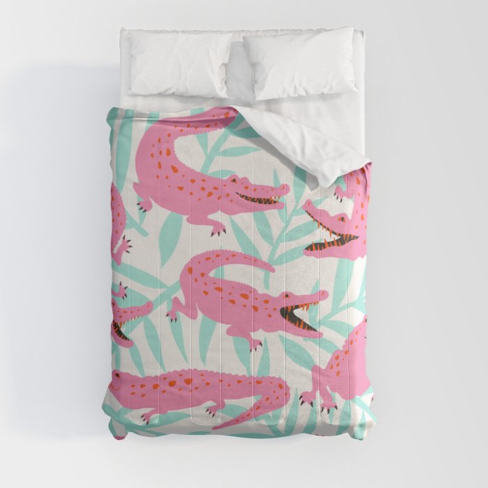 Alligator Collection – Pink & Turquoise Palette Comforter
