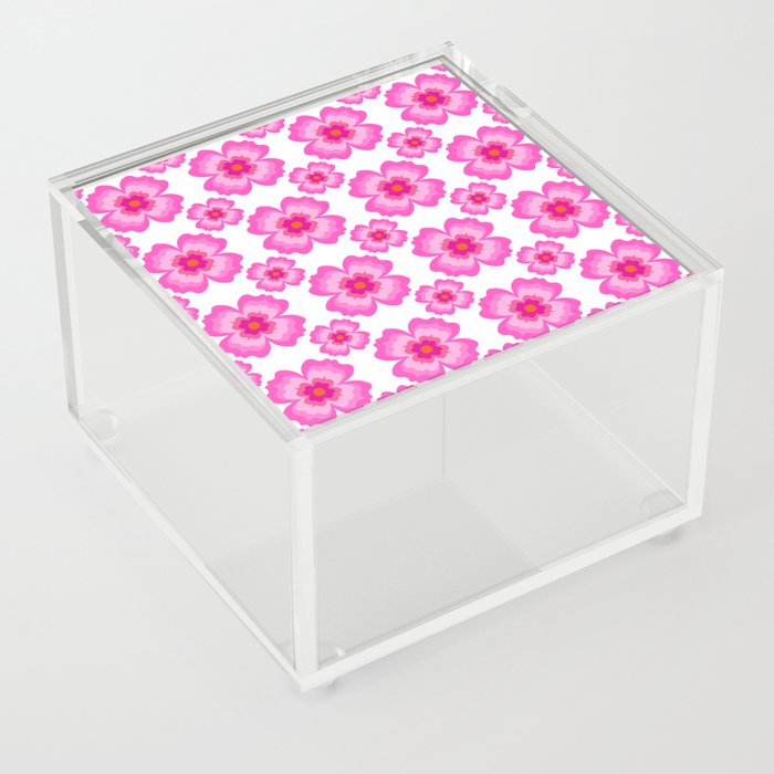 Modern Hot Pink Posey Flowers Acrylic Box