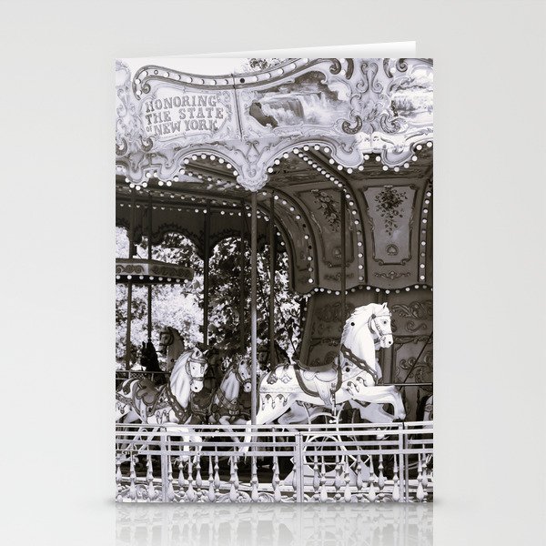 Carousel Horses - NY - B&W Stationery Cards