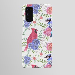 Cardinals and blue jays with floral blooms Android Case