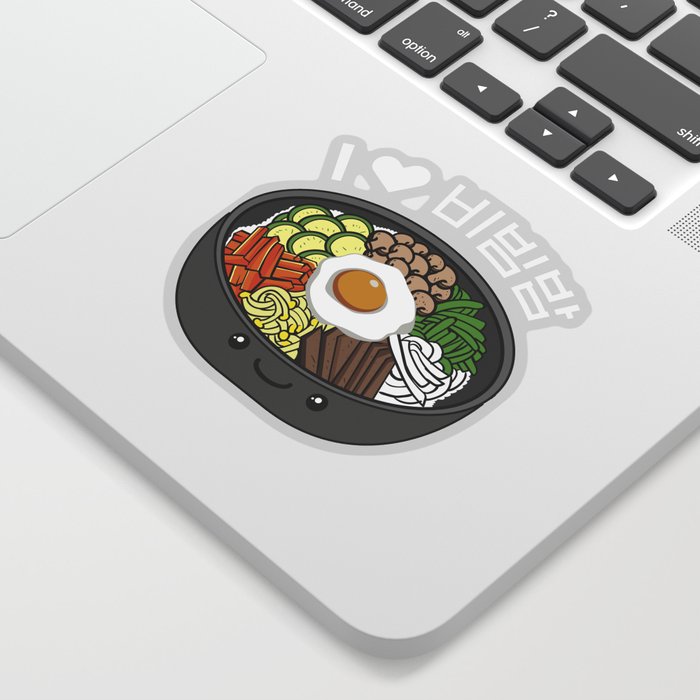 i love bibimbap bibimbop south korean food print sticker by lisbob society6
