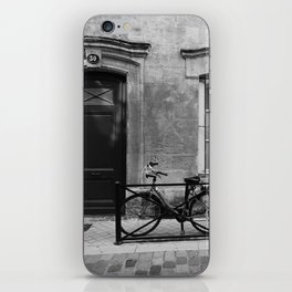 Bike parked outside a building in Bordeaux, France | Bicycles in the street iPhone Skin