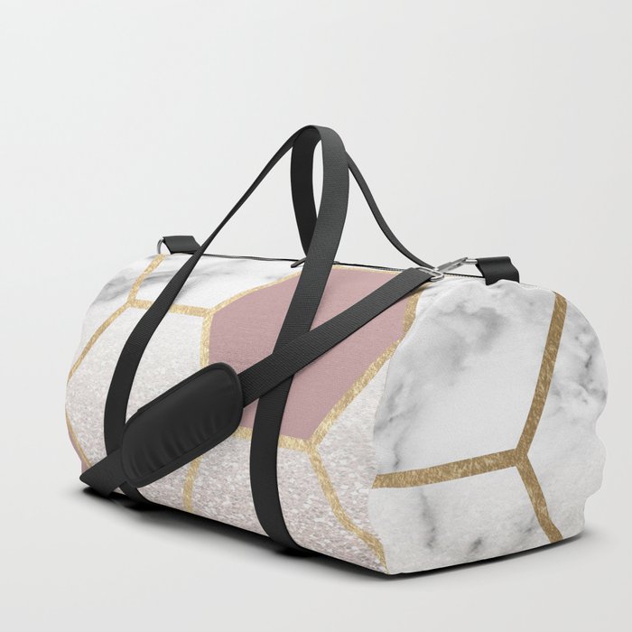 Cherished aspirations rose gold marble Duffle Bag