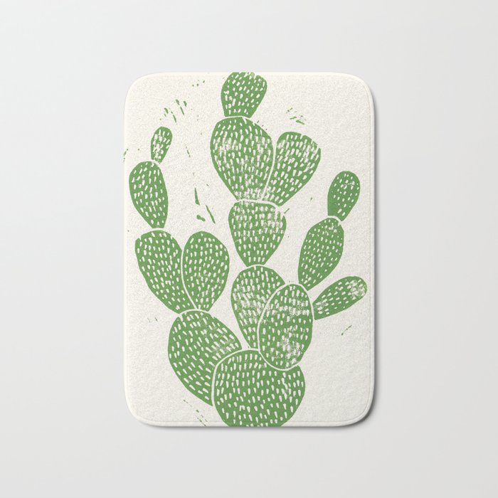 Linocut Cactus #1 Bath Mat