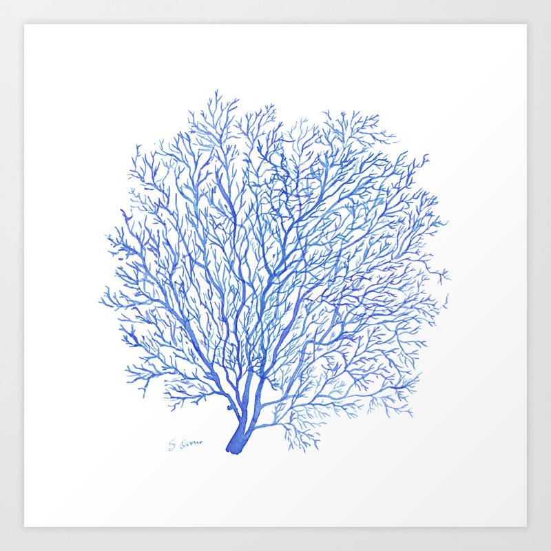 Navy Blue Coral Sea Fan 2 Art Print By Sandraovono Society6