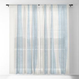 Minimalist Off-White Sky Blue Contemporary Design Sheer Curtain