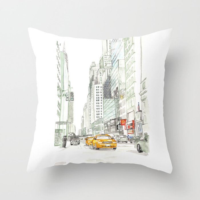 New York City Taxi Throw Pillow