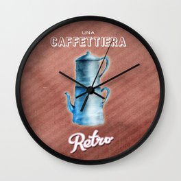 Blue Coffeepot. Vintage Coffee Poster Wall Clock