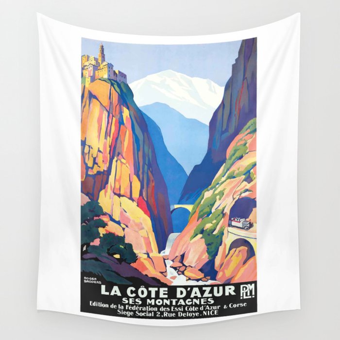 1930 FRANCE Mountains of The Cote D'Azur PLM Travel Poster Wall Tapestry