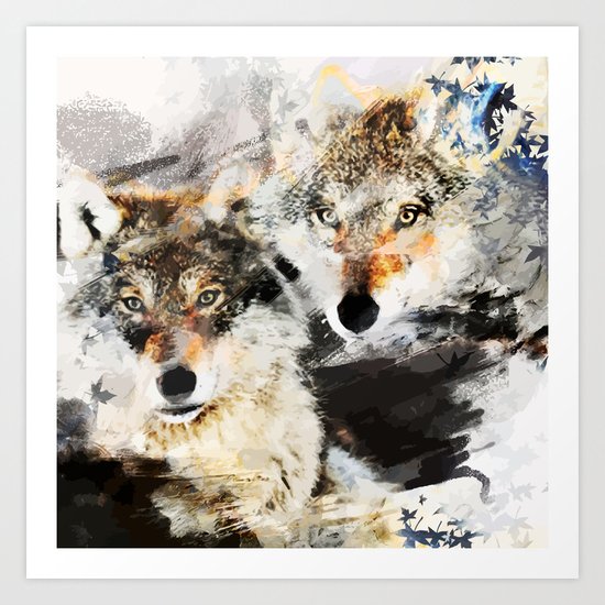 Wolf Nature Autumn Art Print