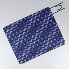 Wave Pattern | Waves | Nautical Patterns | Navy Blue and White | Picnic Blanket