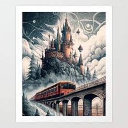 The Enchanted Journey A Muted Symphony of Dark Fantasy   Art Print