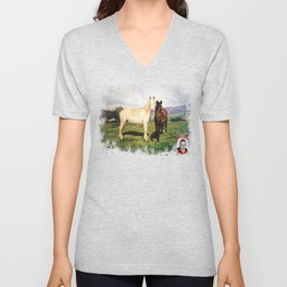 Caballos/Cabalos/Horses V Neck T Shirt