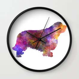 Clumber spaniel dog in watercolor Wall Clock