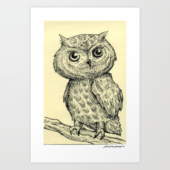 Big Head Baby Owl Art Print