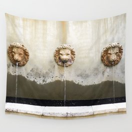 Three Lions Fountain Wall Tapestry