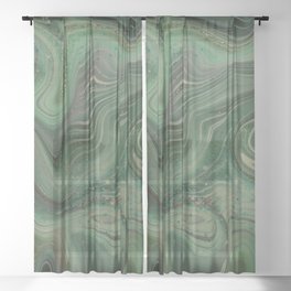 Emerald Green Crystal Swirl Sheer Curtain
