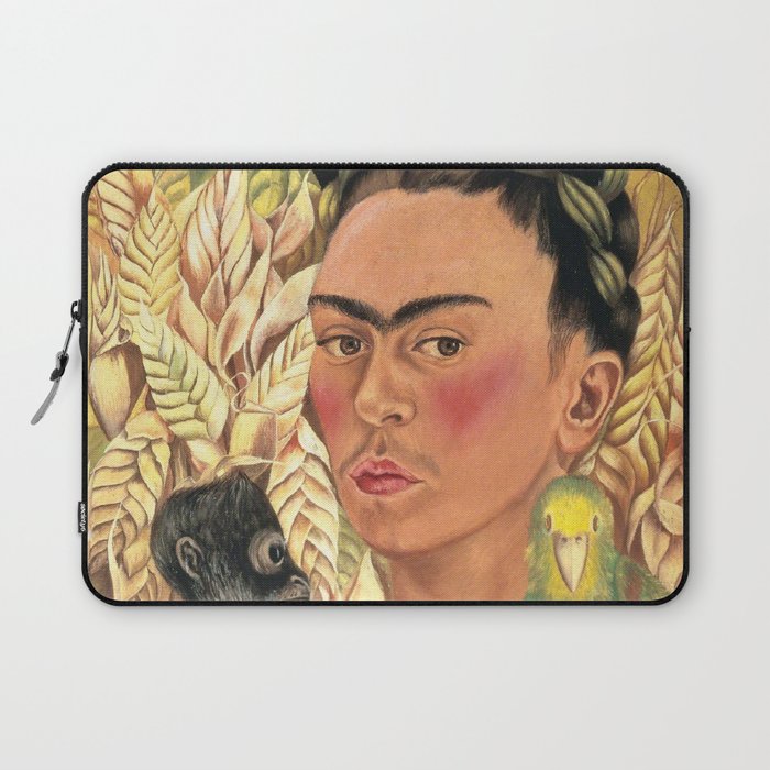 Frida Kahlo Self Portrait with Monkey and Parrot Laptop Sleeve