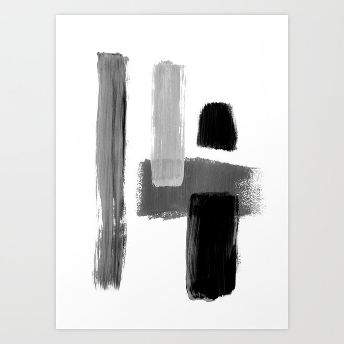 black gray white abstract Art Print