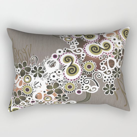 Diagonal flower – brown and olive green fiber Rectangular Pillow