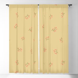 Branches With Red Berries Seamless Pattern on Beige Background Blackout Curtain