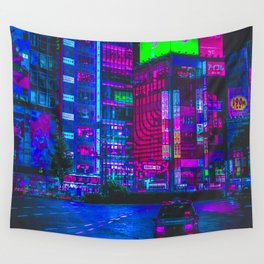 Retro Game VHS Cyberpunk City Wall Tapestry