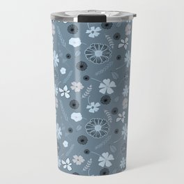 Floral in blue grey Travel Mug
