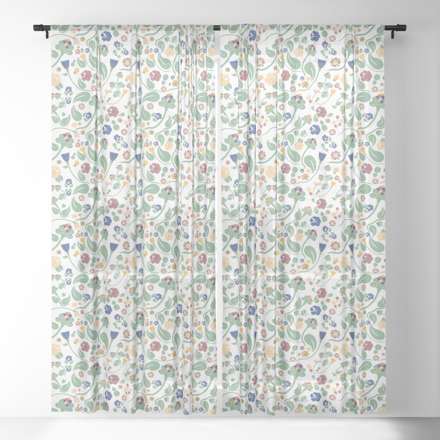 Scandinavian Paisley Sheer Curtain By Arrpdesign Society6