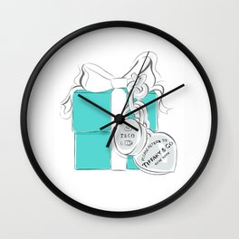 Jewellry box Wall Clock | Fashionillustration, Minimalist, Simple, Silver, Jewelrybox, Painting, Bow, Fashionprint, Bluebox, Minimalism 
