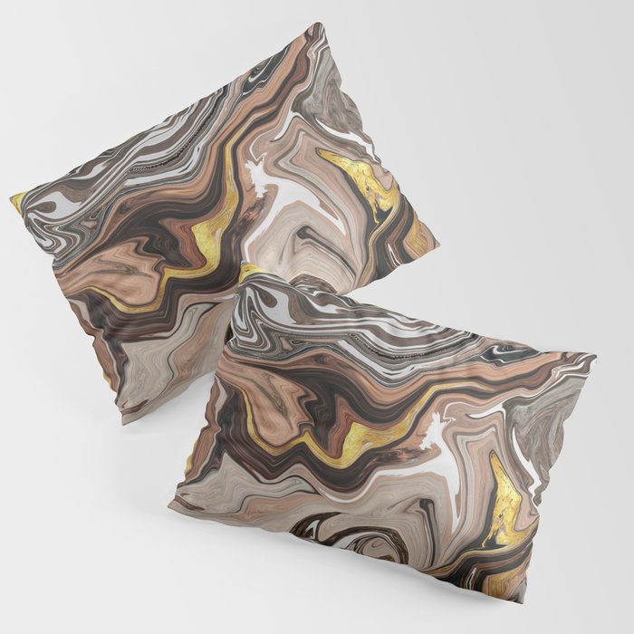 Brown Melted Marble With Gold I Pillow Sham