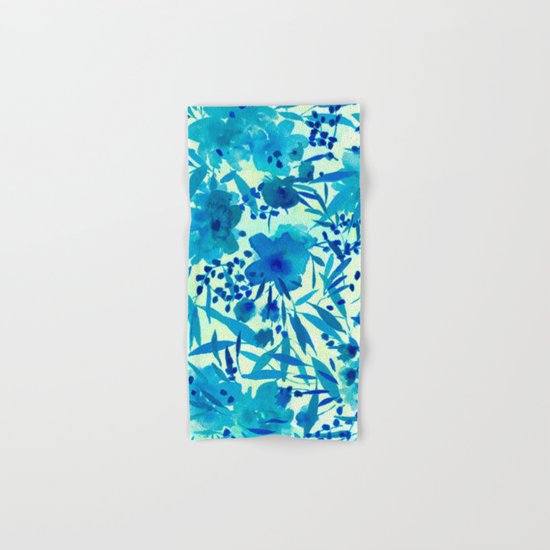 blue pretty flowers https://society6.com/clemm?promo=X9B3VVZDM7J6 Hand & Bath Towel