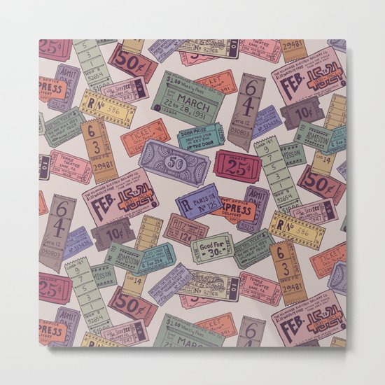 Vintage Tickets Metal Print