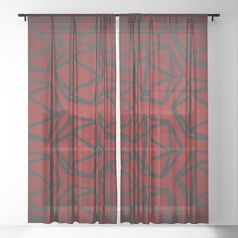 D20 Pattern - Red Black Gradient Sheer Curtain