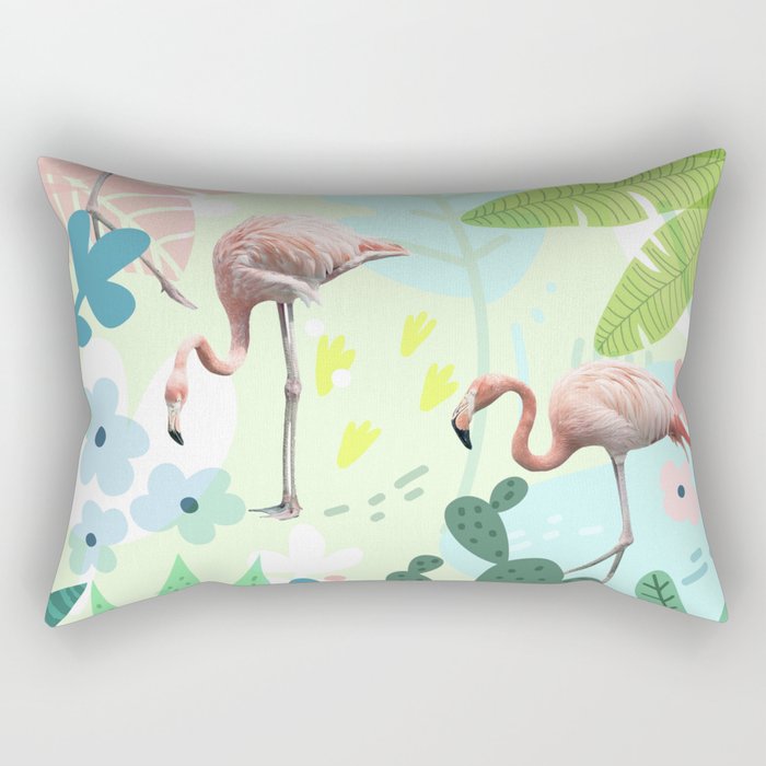 Flamingo jungle Rectangular Pillow