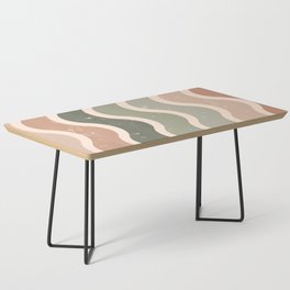 Mid Century Modern Style Wavy Pattern - Brown and green shades Coffee Table