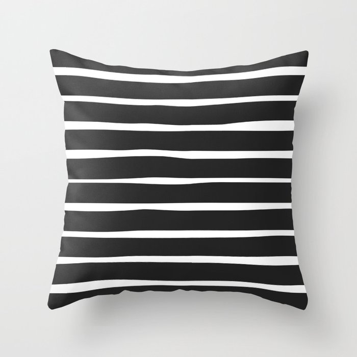 Simple Stripes Black N White Throw Pillow