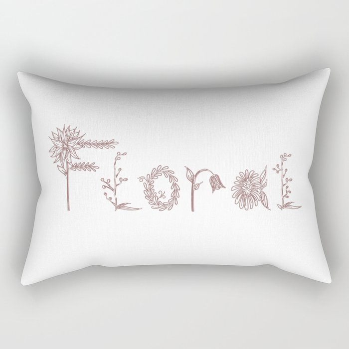 Floral Typography Rectangular Pillow