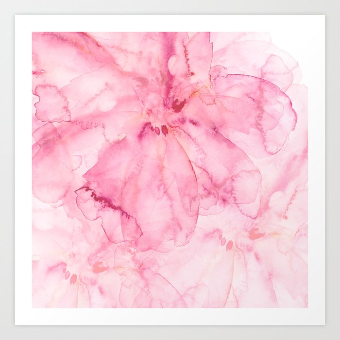 Watercolor Pink Floral Texture Art Print