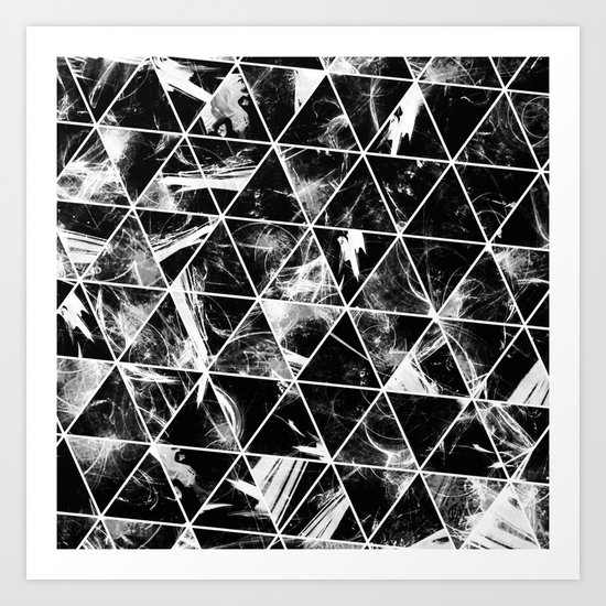 Geometric Whispers - Abstract, black and white triangular, geometric pattern Art Print