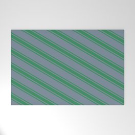 [ Thumbnail: Light Slate Gray and Sea Green Colored Striped/Lined Pattern Welcome Mat ]