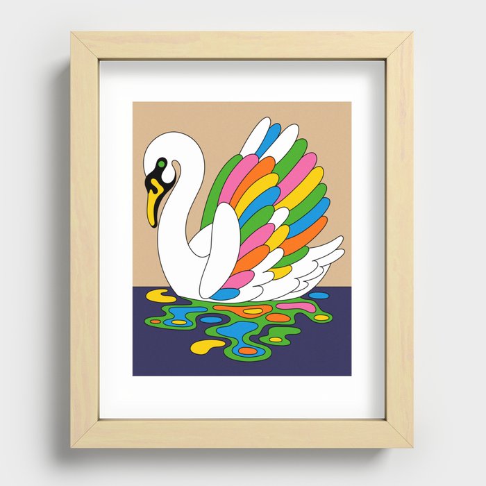 Vintage Timeless Swan Recessed Framed Print