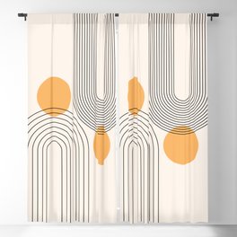 Mid Century Modern Geometric 70 (Rainbow and Sun Abstraction) Blackout Curtain